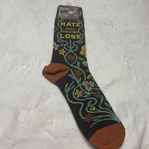 Blue Q Hate Will Lose Men's Crew Socks